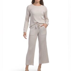 Splendid Cream Wide Leg Knit Jumpsuit